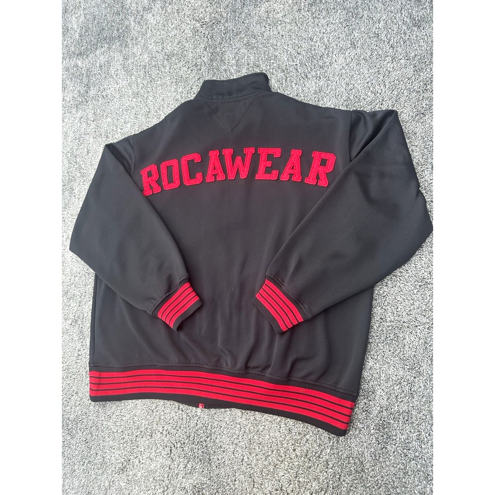 Rocawear Track Jacket Mens 2XL Black Red Full Zip Embroidered Hip Hop Y2K 2000s